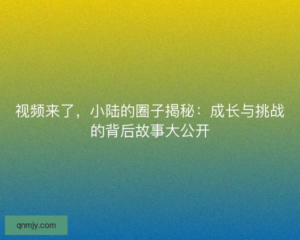 视频来了，小陆的圈子揭秘：成长与挑战的背后故事大公开