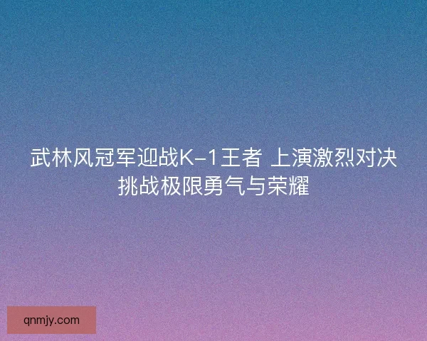 武林风冠军迎战K-1王者 上演激烈对决挑战极限勇气与荣耀