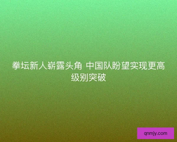拳坛新人崭露头角 中国队盼望实现更高级别突破